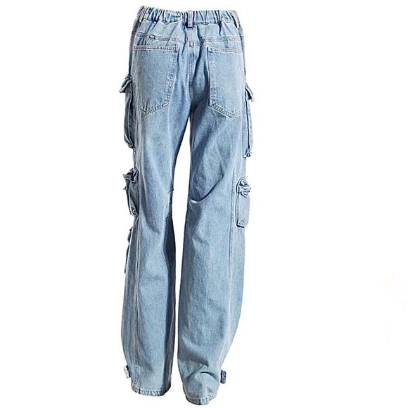 Gold X Teal Denim Cargo Pants NWT - Picture 3 of 7